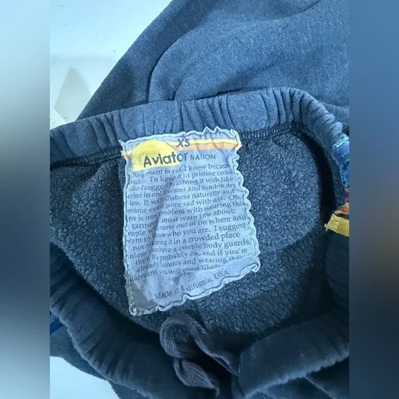 Aviator Nation Navy Track Pants with Yellow & Orange Side Stripe - Picture 8 of 8